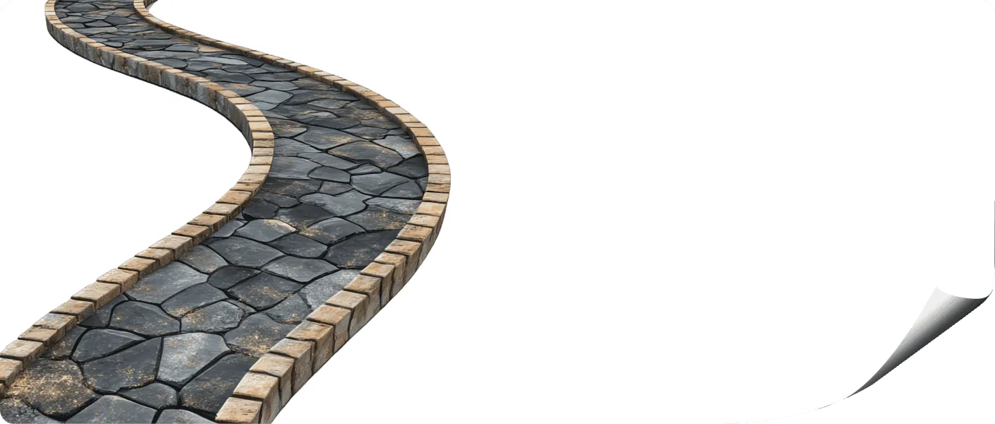 Walkway with curled paper decoration