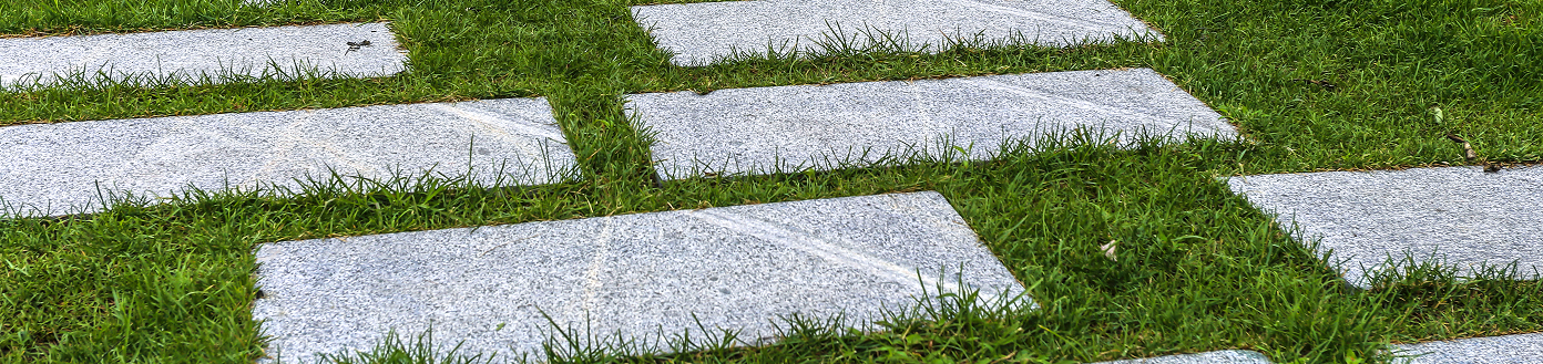 Beautiful walkway surrounded by grass and landscaping